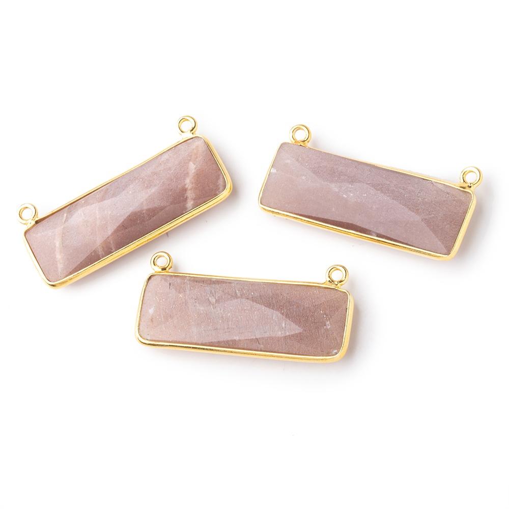 31x11mm Vermeil Bezel Chocolate Moonstone Bar 2 ring Connector East West 1 pc (ONLINE ORDER ONLY)