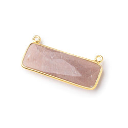 31x11mm Vermeil Bezel Chocolate Moonstone Bar 2 ring Connector East West 1 pc (ONLINE ORDER ONLY)
