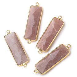 31x11mm Vermeil Bezel Chocolate Moonstone Bar 2 ring Connector North South 1 pc (ONLINE ORDER ONLY)