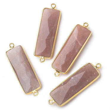 31x11mm Vermeil Bezel Chocolate Moonstone Bar 2 ring Connector North South 1 pc (ONLINE ORDER ONLY)