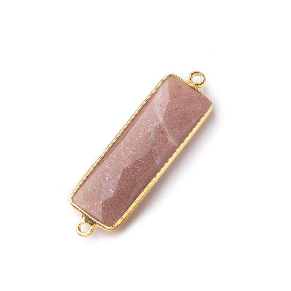 31x11mm Vermeil Bezel Chocolate Moonstone Bar 2 ring Connector North South 1 pc (ONLINE ORDER ONLY)