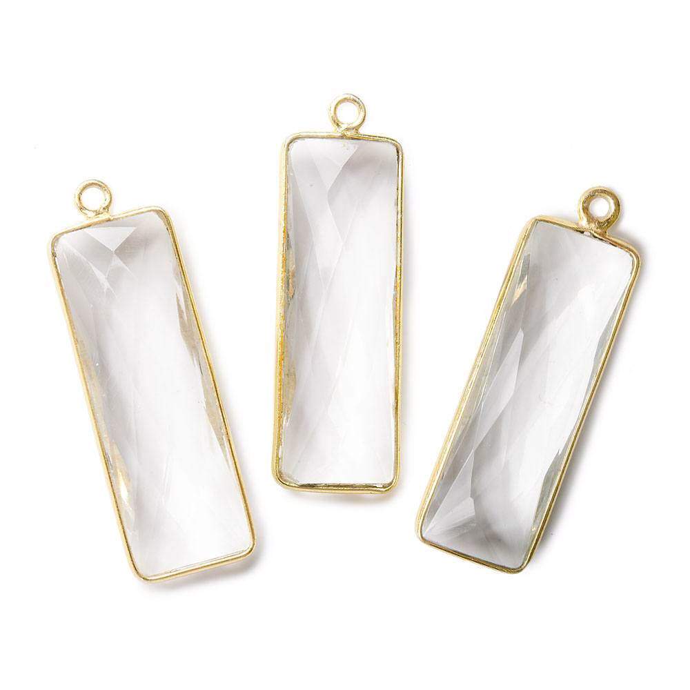31x11mm Vermeil Bezel Crystal Quartz Bar 1 ring pendant 1 piece (ONLINE ORDER ONLY)