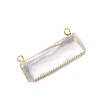 31x11mm Vermeil Bezel Crystal Quartz Bar 2 ring Connector East West 1 piece (ONLINE ORDER ONLY)