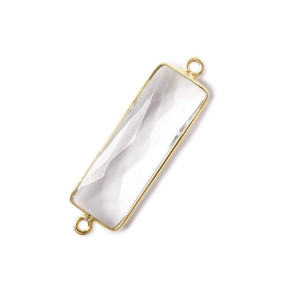 31x11mm Vermeil Bezel Crystal Quartz Bar 2 ring Connector North South 1 piece (ONLINE ORDER ONLY)