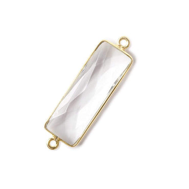 31x11mm Vermeil Bezel Crystal Quartz Bar 2 ring Connector North South 1 piece (ONLINE ORDER ONLY)