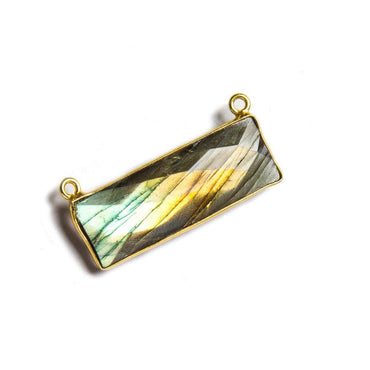 31x11mm Vermeil Bezel Labradorite Bar 2 ring Connector East West 1 piece (ONLINE ORDER ONLY)