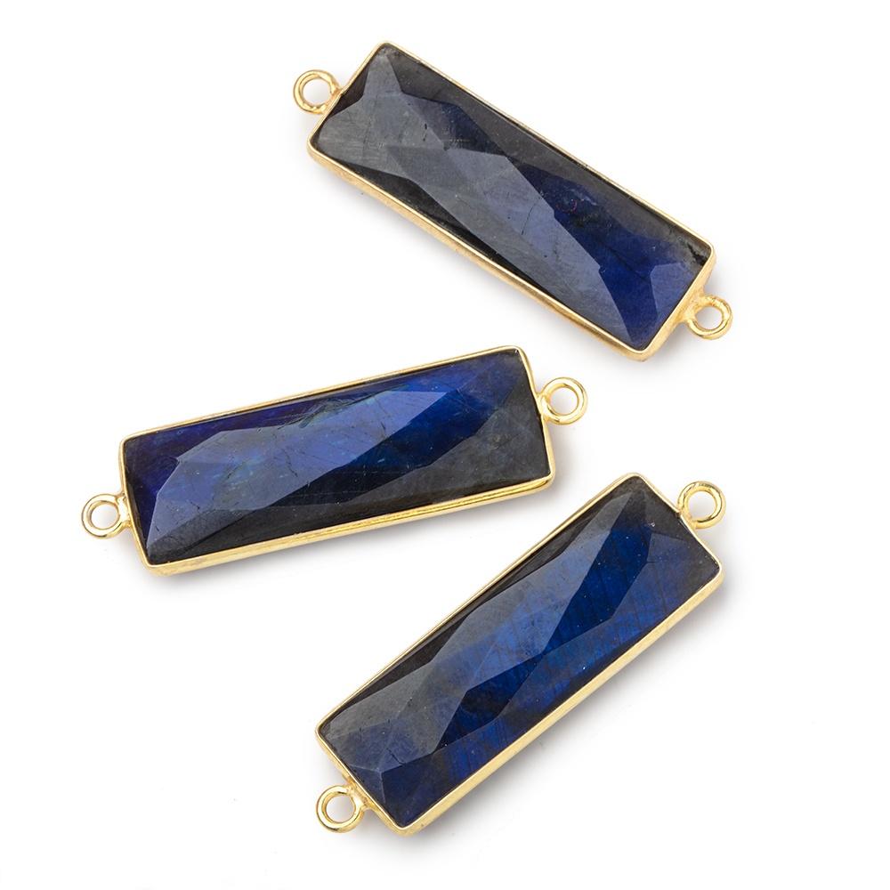 31x11mm Vermeil Bezel Labradorite Bar 2 ring Connector North South 1 piece (ONLINE ORDER ONLY)