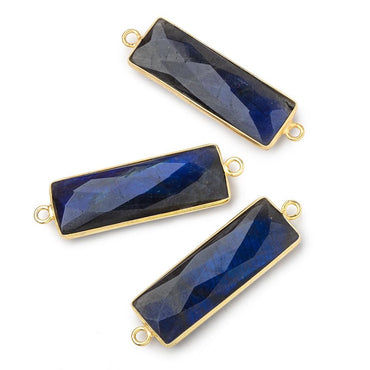 31x11mm Vermeil Bezel Labradorite Bar 2 ring Connector North South 1 piece (ONLINE ORDER ONLY)