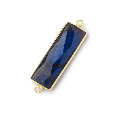31x11mm Vermeil Bezel Labradorite Bar 2 ring Connector North South 1 piece (ONLINE ORDER ONLY)