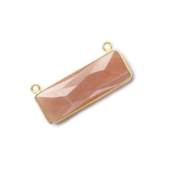 31x11mm Vermeil Bezel Peach Moonstone Bar 2 ring Connector East West 1 pc (ONLINE ORDER ONLY)