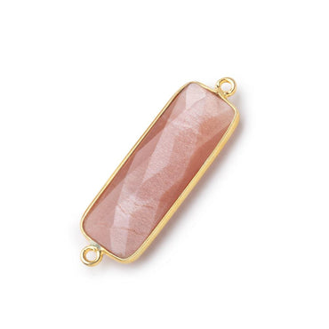 31x11mm Vermeil Bezel Peach Moonstone Bar 2 ring Connector North South 1 pc (ONLINE ORDER ONLY)