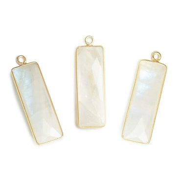 31x11mm Vermeil Bezel Rainbow Moonstone Bar 1 ring pendant 1 piece (ONLINE ORDER ONLY)