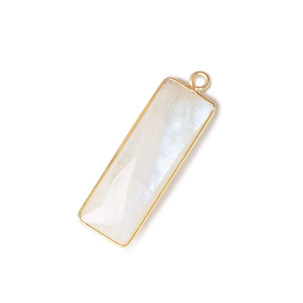 31x11mm Vermeil Bezel Rainbow Moonstone Bar 1 ring pendant 1 piece (ONLINE ORDER ONLY)