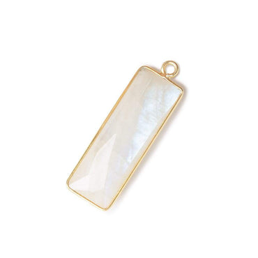 31x11mm Vermeil Bezel Rainbow Moonstone Bar 1 ring pendant 1 piece (ONLINE ORDER ONLY)