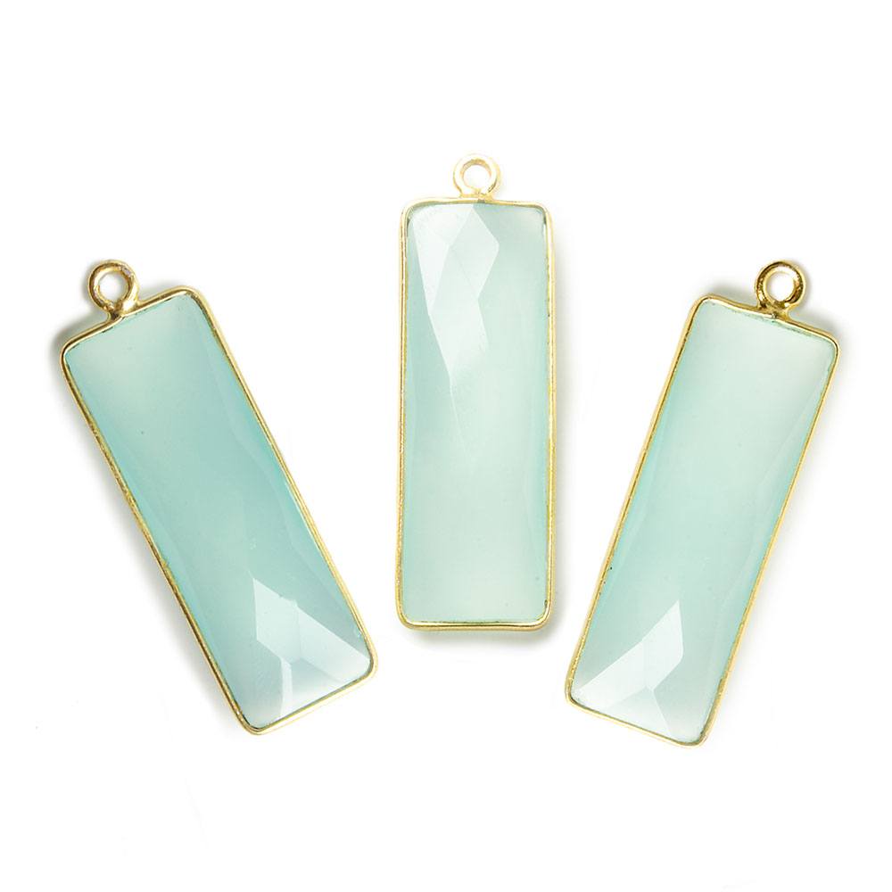 31x11mm Vermeil Bezel Seafoam Chalcedony Bar 1 ring pendant 1 piece (ONLINE ORDER ONLY)