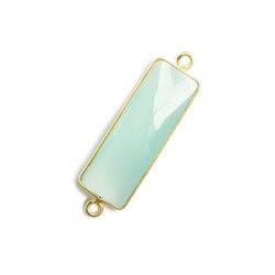 31x11mm Vermeil Bezel Seafoam Chalcedony Bar 2 ring Connector (ONLINE ORDER ONLY)