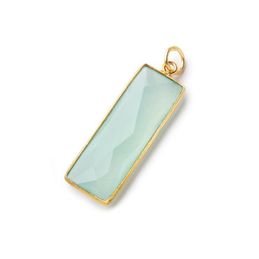 31x11mm Vermeil Bezel Seafoam Chalcedony Faceted Bar Pendant 1 piece (ONLINE ORDER ONLY)