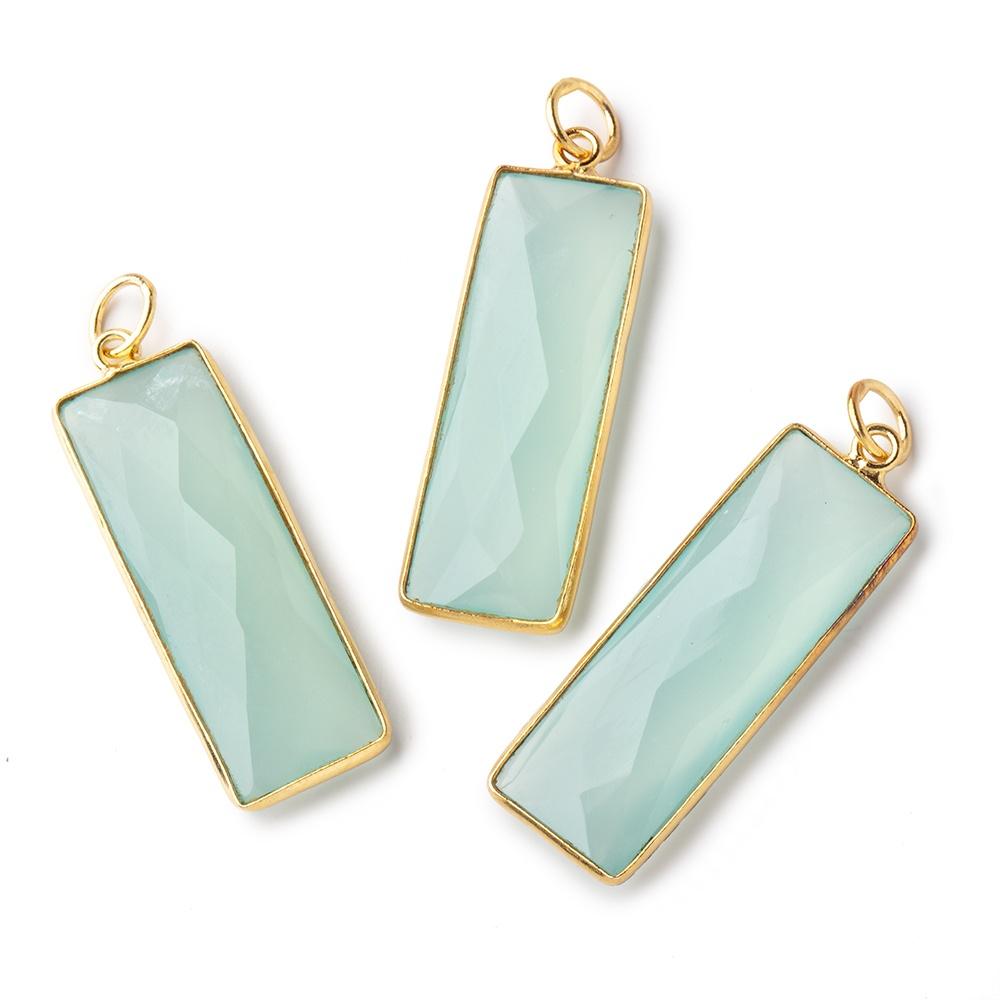 31x11mm Vermeil Bezel Seafoam Chalcedony Faceted Bar Pendant 1 piece (ONLINE ORDER ONLY)