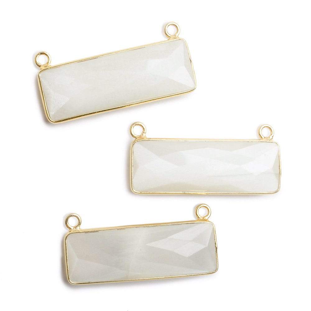 31x11mm Vermeil Bezel White Moonstone Bar 2 ring Connector East West 1 piece (ONLINE ORDER ONLY)