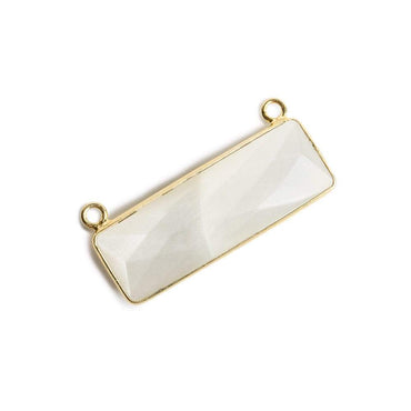 31x11mm Vermeil Bezel White Moonstone Bar 2 ring Connector East West 1 piece (ONLINE ORDER ONLY)