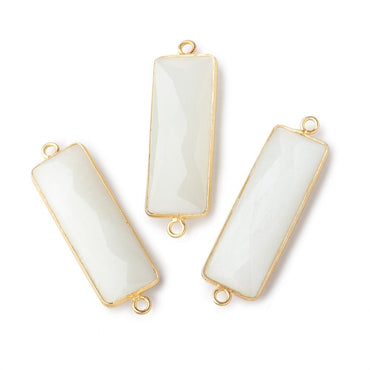 31x11mm Vermeil Bezel White Moonstone Bar 2 ring Connector North South 1 pc (ONLINE ORDER ONLY)