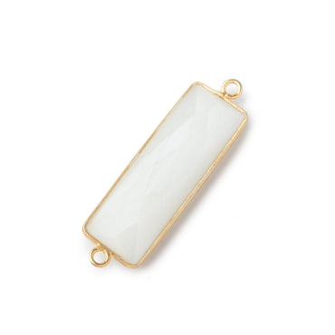 31x11mm Vermeil Bezel White Moonstone Bar 2 ring Connector North South 1 pc (ONLINE ORDER ONLY)
