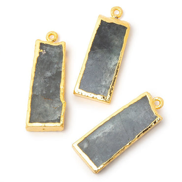 31x13mm Gold Leafed Moss Aquamarine Slice Pendant Focal 1 piece (ONLINE ORDER ONLY)