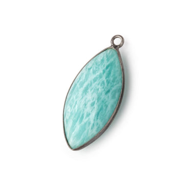 31x16mm Black Gold .925 Bezel Amazonite Plain Marquise Pendant 1 Focal Bead (ONLINE ORDER ONLY)