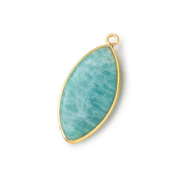 31x16mm Vermeil Bezel Amazonite Plain Marquise Pendant 1 Focal Bead (ONLINE ORDER ONLY)