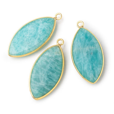 31x16mm Vermeil Bezel Amazonite Plain Marquise Pendant 1 Focal Bead (ONLINE ORDER ONLY)