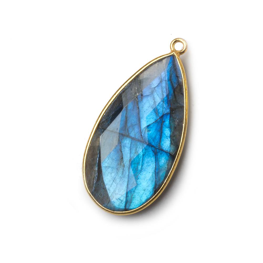 31x17mm Vermeil Bezel Labradorite faceted pear Pendant 1 piece (ONLINE ORDER ONLY)