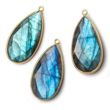 31x17mm Vermeil Bezel Labradorite faceted pear Pendant 1 piece (ONLINE ORDER ONLY)