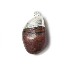 31x17x5mm Silver Leafed Dark Pink Tourmaline plain nugget Pendant 1 piece (ONLINE ORDER ONLY)
