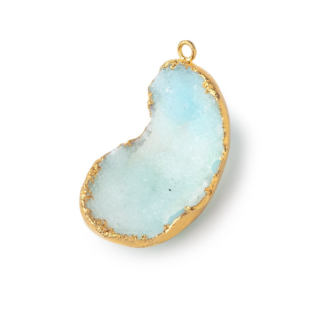 31x18mm Gold Leafed Aqua Blue Concave Drusy Pendant 1 focal piece (ONLINE ORDER ONLY)