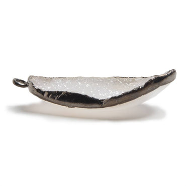 31x18x7mm Gunmetal Leafed White Drusy Focal Pendant 1 piece (ONLINE ORDER ONLY)