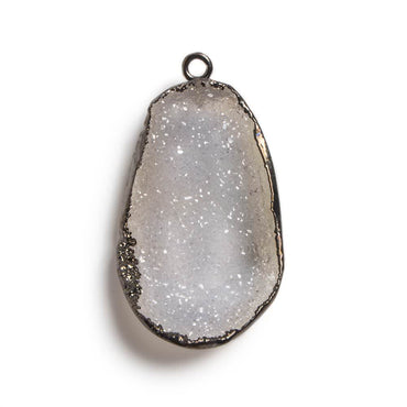 31x18x7mm Gunmetal Leafed White Drusy Focal Pendant 1 piece (ONLINE ORDER ONLY)