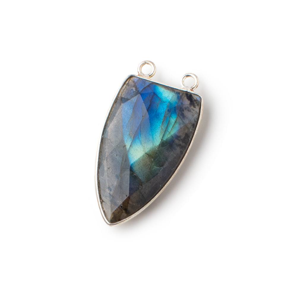 31x19mm Silver Bezel Labradorite Faceted Point Connector 1 piece (ONLINE ORDER ONLY)