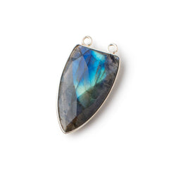 31x19mm Silver Bezel Labradorite Faceted Point Connector 1 piece (ONLINE ORDER ONLY)