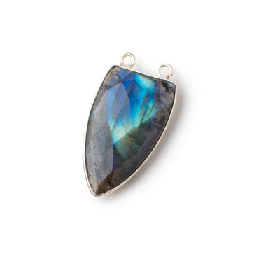 31x19mm Silver Bezel Labradorite Faceted Point Connector 1 piece (ONLINE ORDER ONLY)