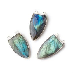 31x19mm Silver Bezel Labradorite Faceted Point Connector 1 piece (ONLINE ORDER ONLY)