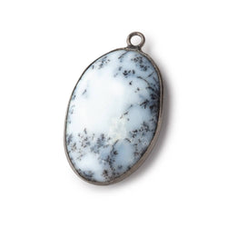 31x21mm Black Gold Bezel Dendritic Opal Plain Oval Pendant 1 piece (ONLINE ORDER ONLY)