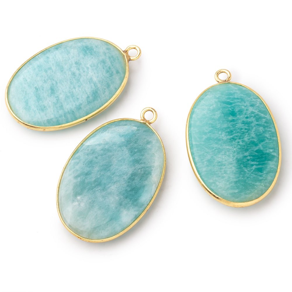31x21mm Vermeil Bezel Amazonite Plain Oval Pendant 1 Focal Bead (ONLINE ORDER ONLY)