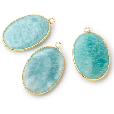 31x21mm Vermeil Bezel Amazonite Plain Oval Pendant 1 Focal Bead (ONLINE ORDER ONLY)