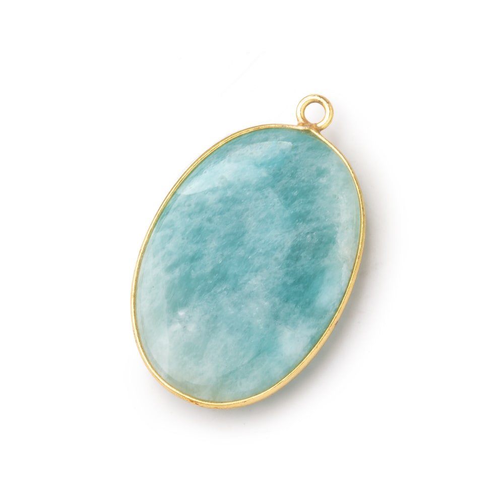 31x21mm Vermeil Bezel Amazonite Plain Oval Pendant 1 Focal Bead (ONLINE ORDER ONLY)