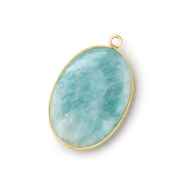 31x21mm Vermeil Bezel Amazonite Plain Oval Pendant 1 Focal Bead (ONLINE ORDER ONLY)