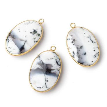 31x21mm Vermeil Bezel Dendritic Opal Plain Oval Pendant 1 piece (ONLINE ORDER ONLY)
