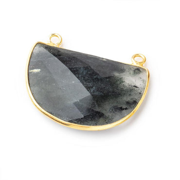 31x21mm Vermeil Bezel Moss Quartz Half Moon East West Connector 1 piece (ONLINE ORDER ONLY)