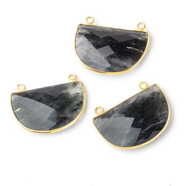 31x21mm Vermeil Bezel Moss Quartz Half Moon East West Connector 1 piece (ONLINE ORDER ONLY)