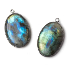 31x22mm Black Gold Bezel Labradorite plain oval pendant 1 piece (ONLINE ORDER ONLY)