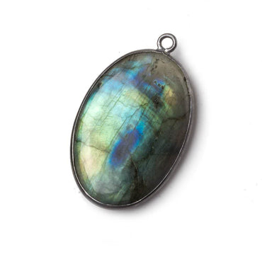 31x22mm Black Gold Bezel Labradorite plain oval pendant 1 piece (ONLINE ORDER ONLY)